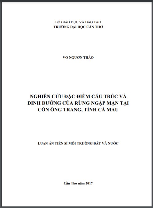 Luận án Nghiên cứu đặc điểm cấu trúc và dinh dưỡng của rừng ngập mặn tại Cồn Ông Trang, tỉnh Cà Mau