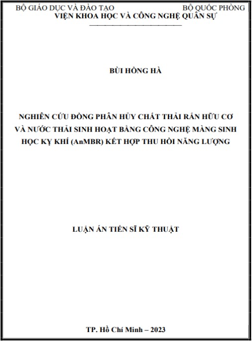 Luận án Nghiên cứu đồng phân hủy chất thải rắn hữu cơ và nước thải sinh hoạt bằng công nghệ màng sinh học kỵ khí (AnMBR) kết hợp thu hồi năng lượng
