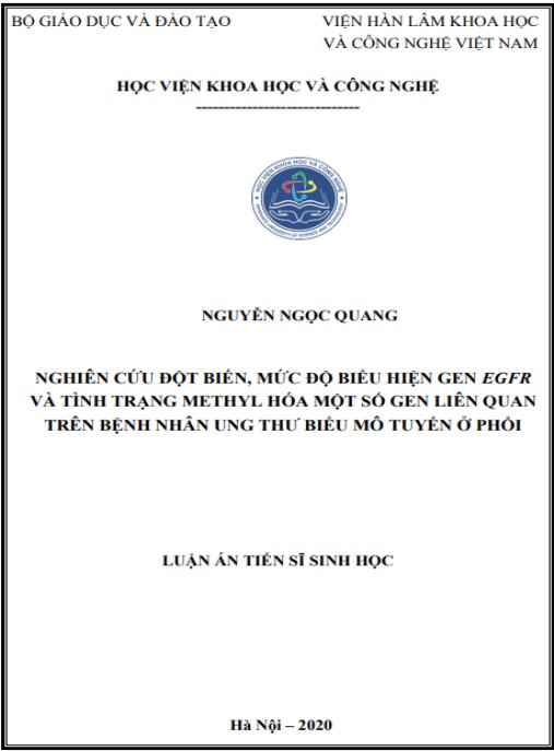 Luận án Nghiên cứu đột biến, mức độ biểu hiện Gen EGFR và tình trạng METHYL hoá một số gen liên quan trên bệnh nhân ung thu biểu mô tuyến ở phổi