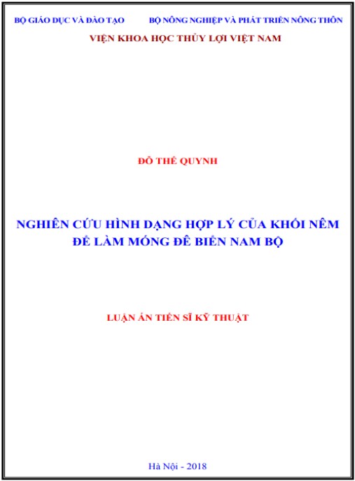 Luận án Nghiên cứu hình dạng hợp lý của khối nêm để làm móng đê biển Nam Bộ