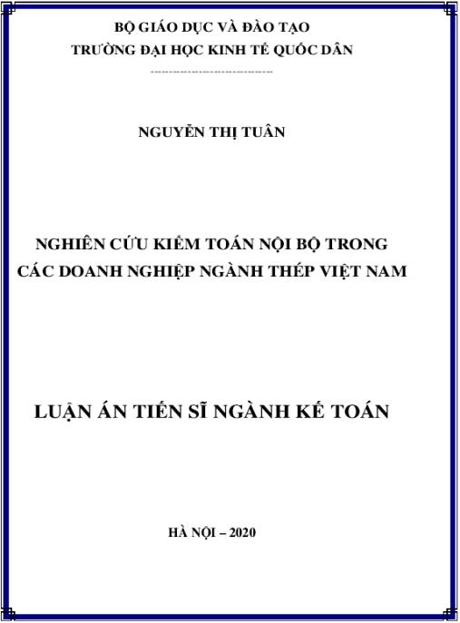 Luận án Nghiên cứu kiểm toán nội bộ trong các doanh nghiệp ngành thép Việt Nam