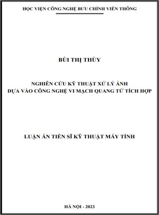 Luận án Nghiên cứu kỹ thuật xử lý ảnh dựa vào công nghệ quang tử tích hợp