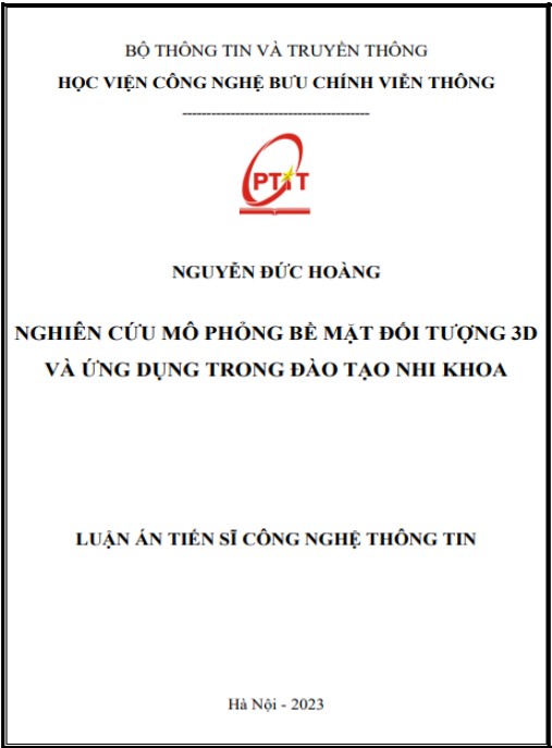 Luận án Nghiên cứu mô phỏng bề mặt đối tượng 3D và ứng dụng trong đào tạo nhi khoa