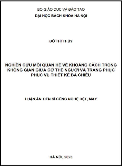 Luận án Nghiên cứu mối quan hệ về khoảng cách trong không gian giữa cơ thể người và trang phục phục vụ thiết kế ba chiều