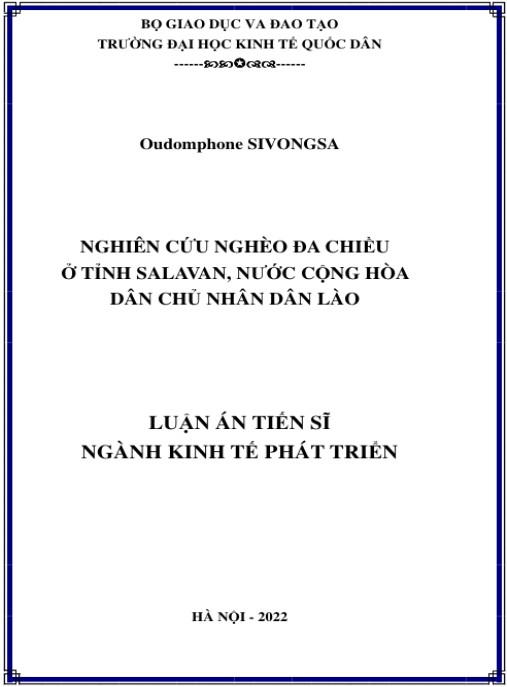 Luận án Nghiên cứu nghèo đa chiều ở tỉnh Saravanh, nước Cộng hòa Dân chủ Nhân dân Lào