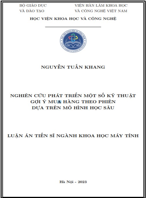 Luận án Nghiên cứu phát triển một số kỹ thuật gợi ý mua hàng theo phiên dựa trên mô hình học sâu