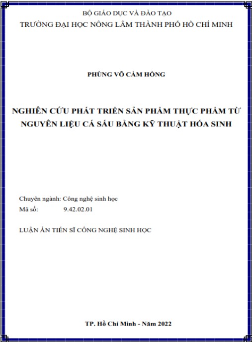 Luận án Nghiên cứu phát triển sản phẩm thực phẩm từ nguyên liệu cá sấu bằng kỹ thuật hóa sinh