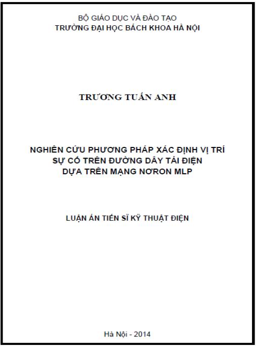 Luận án Nghiên cứu phương pháp xác định vị trí sự cố trên đường dây tải điện dựa trên mạng nơron MLP