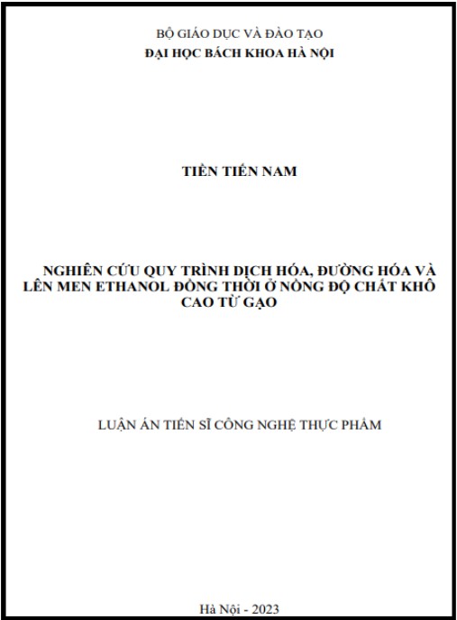 Luận án Nghiên cứu quy trình dịch hóa, đường hóa và lên men ethanol đồng thời ở nồng độ chất khô cao từ gạo