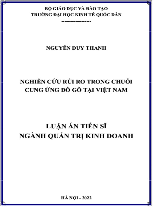 Luận án Nghiên cứu rủi ro trong chuỗi cung ứng đồ gỗ tại Việt Nam