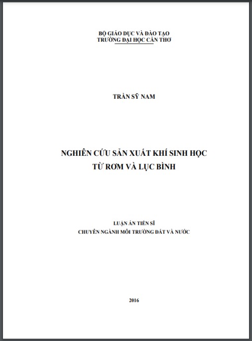 Luận án Nghiên cứu sản xuất khí sinh học từ rơm và lục bình