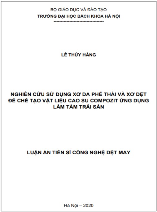 Luận án Nghiên cứu sử dụng xơ da phế thải và xơ dệt để chế tạo vật liệu cao su compozit ứng dụng làm tấm trải sàn.