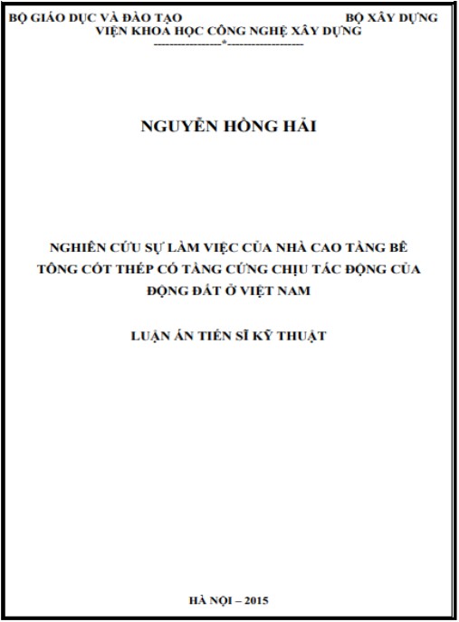 Luận án Nghiên cứu sự làm việc của nhà cao tầng bê tông cốt thép có tầng cứng chịu tác động của động đất ở Việt Nam