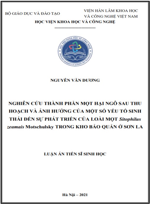 Luận án Nghiên cứu thành phần mọt hại ngô sau thu hoạch và ảnh hưởng của một số yếu tố sinh thái đến sự phát triển của loài mọt Sitophilus zeamais Motschulsky trong kho bảo quản ở Sơn La