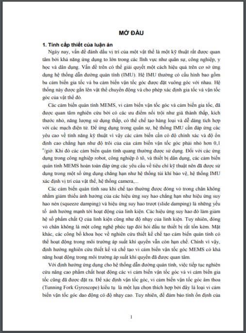 Luận án Nghiên cứu thiết kế chế tạo vi cảm biến vận tốc góc âm thoa và cảm biến gia tốc kiểu tụ