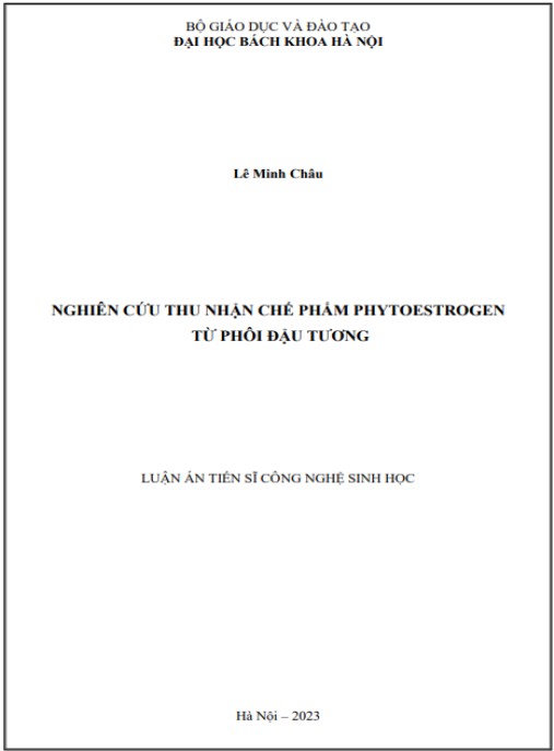 Luận án Nghiên cứu thu nhận chế phẩm phytoestrogen từ phôi đậu tương