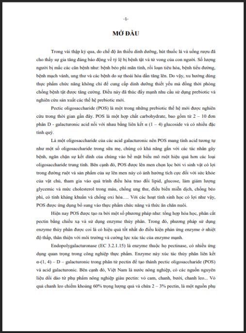 Luận án Nghiên cứu thu nhận pectic oligosacchiaride từ pectin vỏ chanh leo bằng endopolygalacturonase