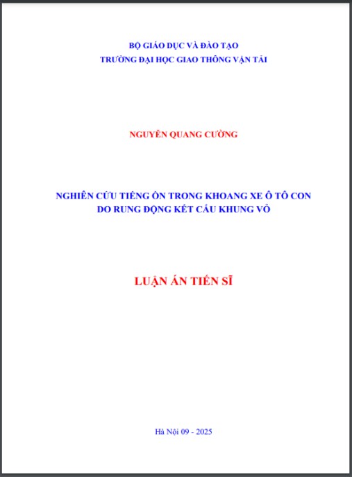 Luận án Nghiên cứu tiếng ồn trong khoang xe ô tô con do rung động kết cấu khung vỏ