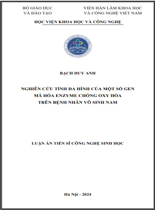 Luận án Nghiên cứu tính đa hình của một số gen mã hóa enzyme chống oxy hóa trên bệnh nhân vô sinh nam