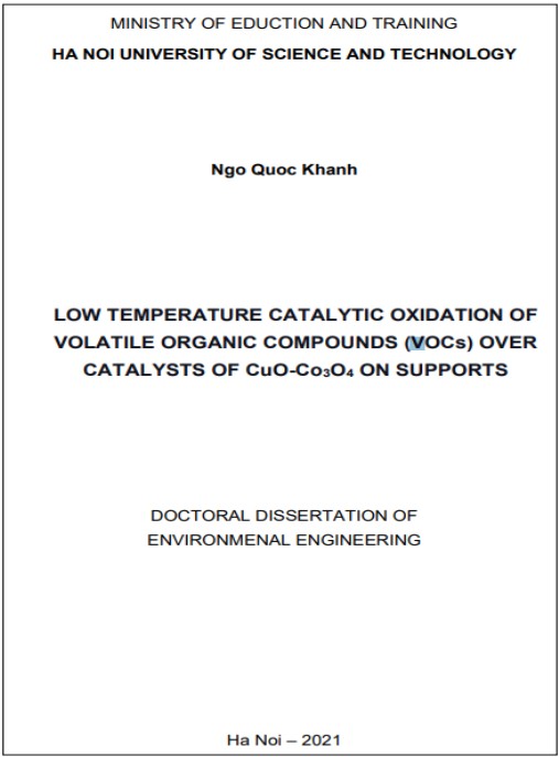 Luận án Nghiên cứu tổng hợp hệ xúc tác CuO/Co3O4 trên một số chất mang để oxi hóa hơi dung môi hữu cơ dễ bay hơi (VOCs) ở nhiệt độ thấp