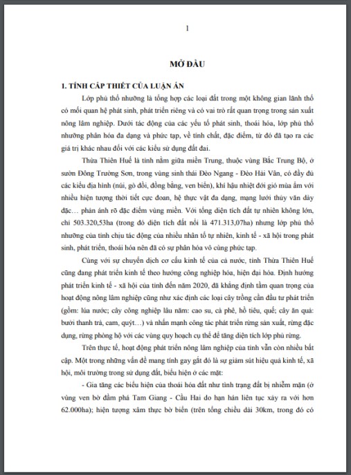 Luận án Nghiên cứu tổng hợp lớp phủ thổ nhưỡng tỉnh Thừa Thiên Huế phục vụ phát triển nông lâm nghiệp
