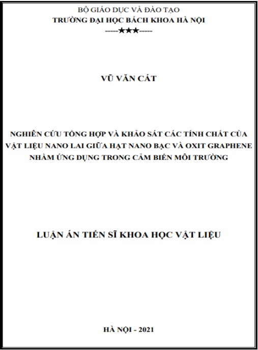 Luận án Nghiên cứu tổng hợp và khảo sát các tính chất của vật liệu nano lai giữa hạt nano bạc và ôxit graphene nhằm ứng dụng trong cảm biến môi trường