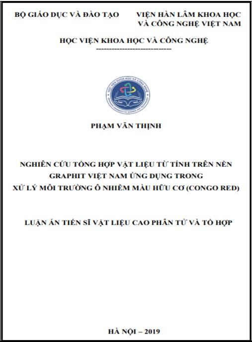 Luận án Nghiên cứu tổng hợp vật liệu từ tính trên nền Graphit Việt Nam ứng dụng trong xử lý môi trường ô nhiễm màu hữu cơ (Congo red)