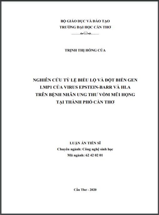Luận án Nghiên cứu tỷ lệ biểu lộ và đột biến gen LMP1 của Virus Epstein-Barr và HLA trên bệnh nhân ung thư vòm mũi họng tại Thành phố Cần Thơ