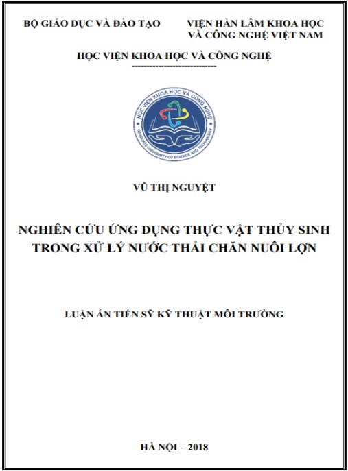 Luận án Nghiên cứu ứng dụng thực vật thủy sinh trong xử lý nước thải chăn nuôi lợn