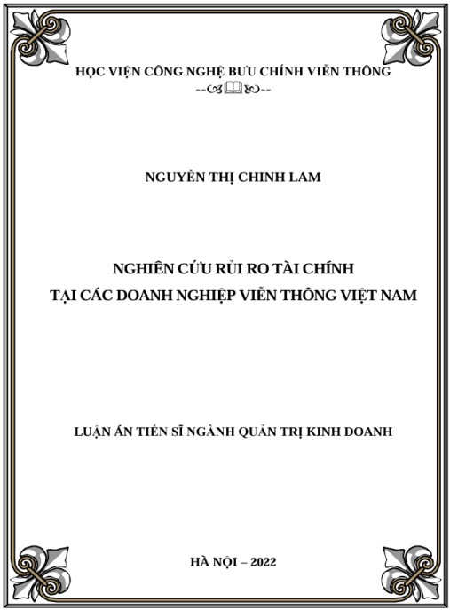 Luận án Nghiên cứu về rủi ro tài chính tại các doanh nghiệp viễn thông Việt Nam