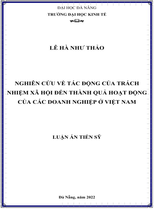 Luận án Nghiên cứu về tác động của trách nhiệm xã hội đến thành quả hoạt động của các doanh nghiệp ở Việt Nam