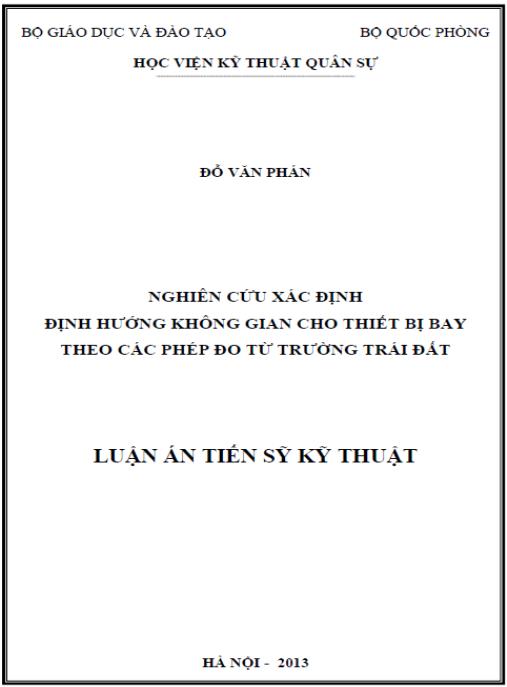 Luận án Nghiên cứu xác định định hướng không gian của thiết bị bay theo các phép đo từ trường trái đất