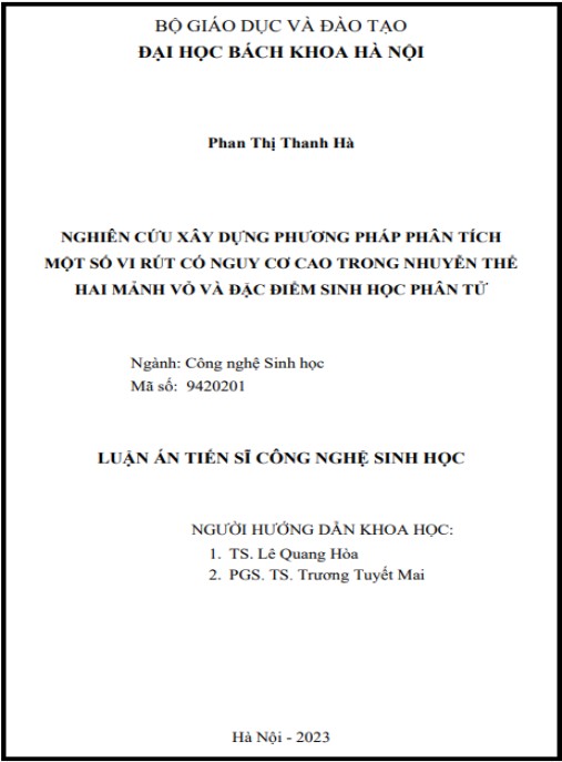 Luận án Nghiên cứu xây dựng phương pháp phân tích một số vi rút có nguy cơ cao trong nhuyễn thể hai mảnh vỏ và đặc điểm sinh học phân tử