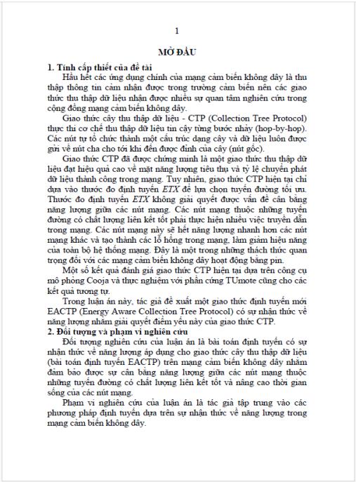 Luận án Nghiên cứu xây dựng thuật toán định tuyến trên cơ sở nhận thức về năng lượng cho mạng cảm biến không dây.ac