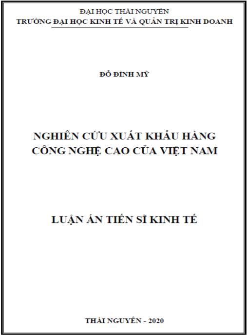 Luận án Nghiên cứu xuất khẩu hàng công nghệ cao của Việt Nam
