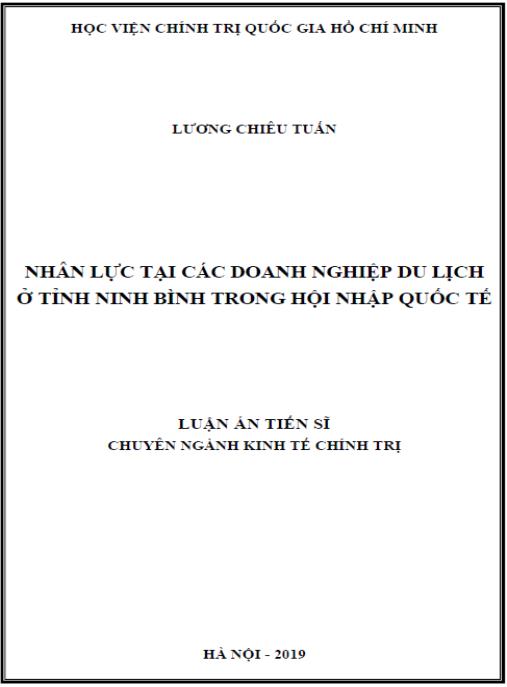 Luận án Nhân lực tại các doanh nghiệp du lịch ở tỉnh Ninh Bình trong hội nhập quốc tế