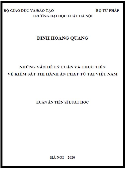 Luận án Những vấn đề lý luận và thực tiễn về kiểm sát thi hành án phạt tù tại Việt Nam