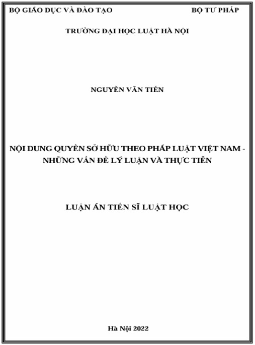 Luận án Nội dung quyền sở hữu theo pháp luật Việt Nam – Những vấn đề lý luận và thực tiễn
