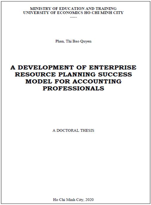 Luận án PHÁT TRIỂN MÔ HÌNH SỬ DỤNG THÀNH CÔNG HỆ THỐNG HOẠCH ĐỊNH NGUỒN LỰC DOANH NGHIỆP CHO CÁC CHUYÊN GIA KẾ TOÁN