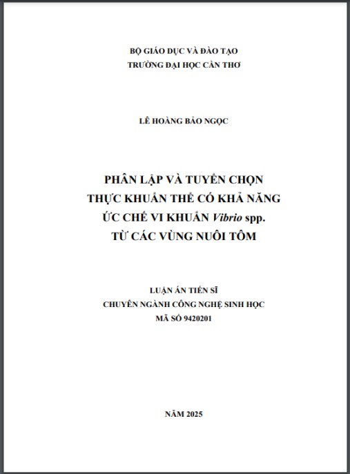 Luận án Phân lập và tuyển chọn thực khuẩn thể có khả năng ức chế vi khuẩn Vibrio spp. từ các vùng nuôi tôm