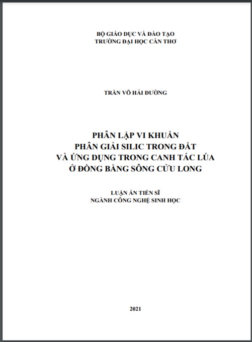 Luận án Phân lập vi khuẩn phân giải silic trong đất và ứng dụng trong canh tác lúa ở Đồng bằng sông Cửu Long