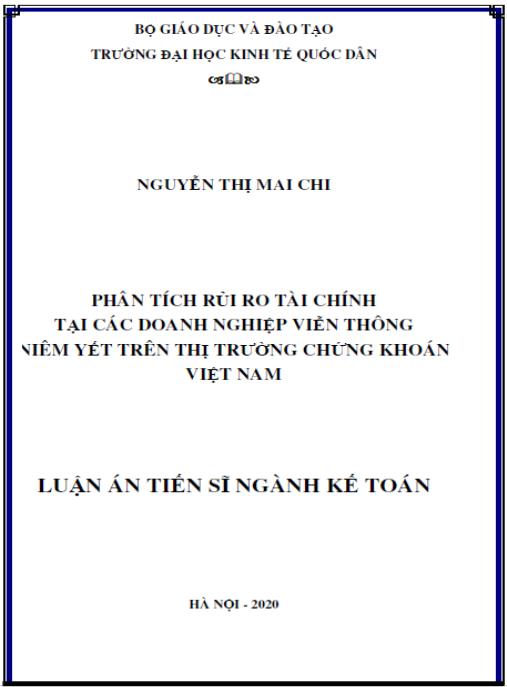 Luận án Phân tích rủi ro tài chính tại các doanh nghiệp viễn thông niêm yết trên thị trường chứng khoán Việt Nam