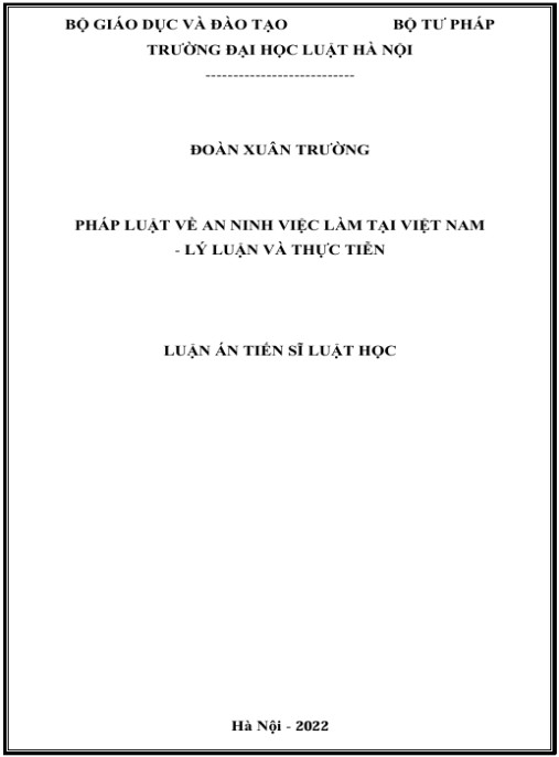 Luận án Pháp luật về an ninh việc làm tại Việt Nam – Lý luận và thực tiễn