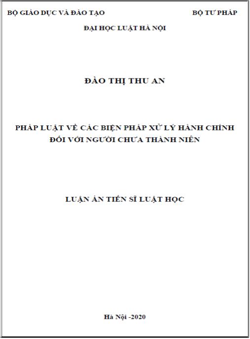 Luận án Pháp luật về các biện pháp xử lý hành chính đối với người chưa thành niên