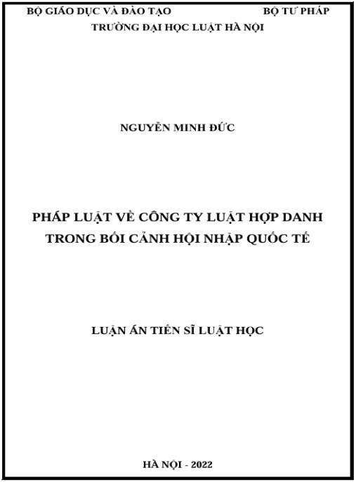 Luận án Pháp luật về công ty luật hợp danh trong bối cảnh hội nhập quốc tế