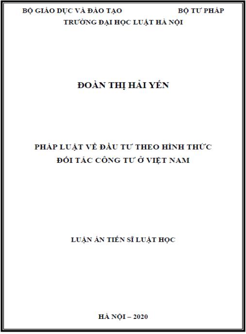 Luận án Pháp luật về đầu tư theo hình thức đối tác công tư ở Việt Nam