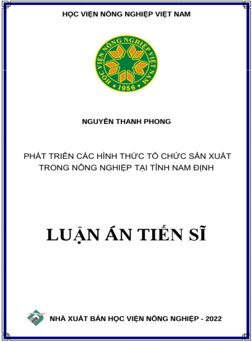 Luận án Phát triển các hình thức tổ chức sản xuất trong nông nghiệp tại tỉnh Nam Định