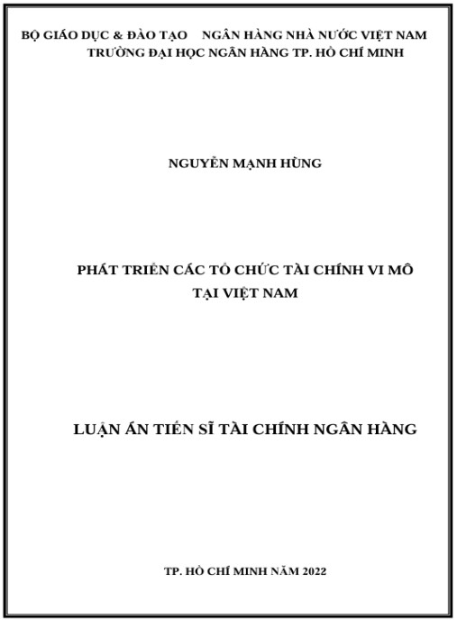 Luận án Phát triển các tổ chức tài chính vi mô tại Việt Nam