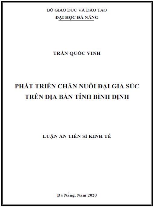 Luận án Phát triển chăn nuôi đại gia súc trên địa bàn tỉnh Bình Định