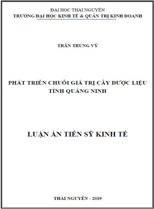 Luận án Phát triển chuỗi sản phẩm dược liệu tỉnh Quảng Ninh